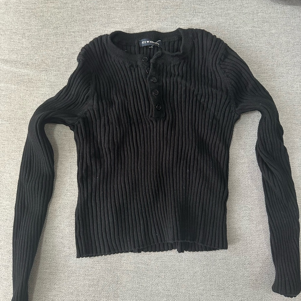 Brandy Melville long sleeve black button sweater